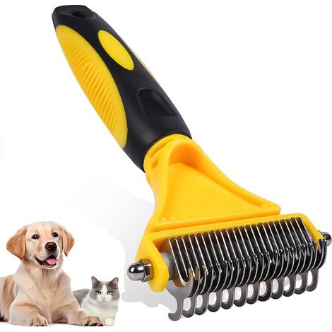Pet Grooming Brush Double Sided Undercoat Rake for Dogs and Cats Detangling Brush and Removal Tool Safe and Effective to Remove (1/5)