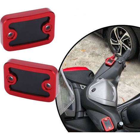 Bouchon du réservoir d'embrayage du maître-cylindre de frein avant de moto (une paire, gauche et droite) Rouge (1/5)