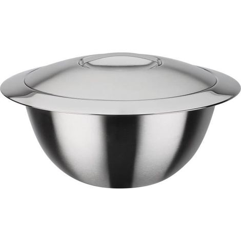 Bol thermique de service avec couvercle, volume de 5 litres, isolation à double paroi chaude et froide, 26 cm de diamètre, acier inoxydable (1/2)