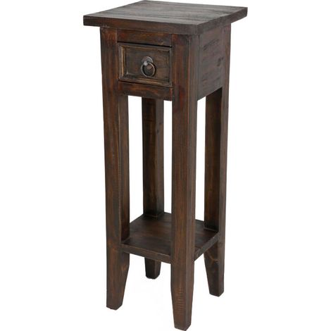 Mahagoni Beistelltisch mit Schublade 67 x 25 cm - braun - Vintage Holz Telefontisch - Beistelltisch Blumentisch Blumenhocker Telefon Deko Blumen Tisch