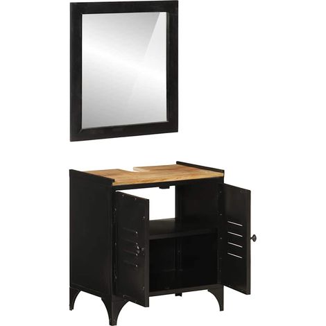 Maison Exclusive - Set Mobili da Bagno 2pz in Ferro e Legno Massello di Mango