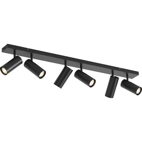 QAZQA Lámpara de techo moderna negra 102cm 6-luces ajustable -