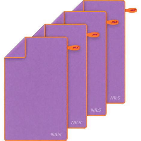 Asciugamano in microfibra, viola-rosso, 180x100 cm, confezione da 4 (1/5)