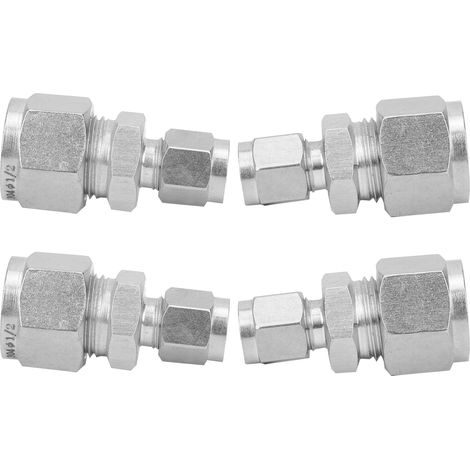 Raccords à compression en acier inoxydable, droits avec double bague de compression pour tuyaux (Ф1/4-Ф1/2) (1/5)