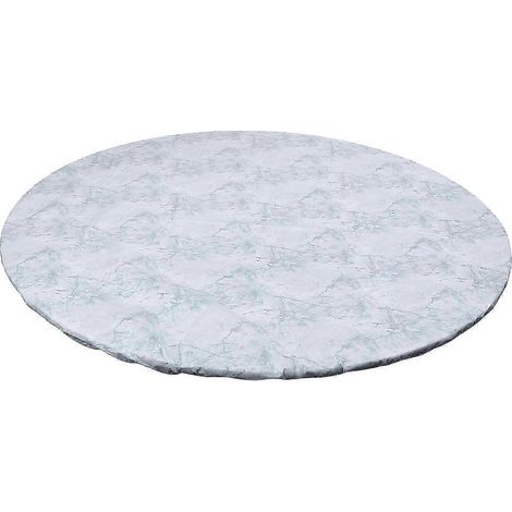 Runde Tischdecke, weißes Marmormuster, mit Flanellrücken, für runde Tische, ideal für Picknicks im Innen- und Außenbereich-M (1/5)
