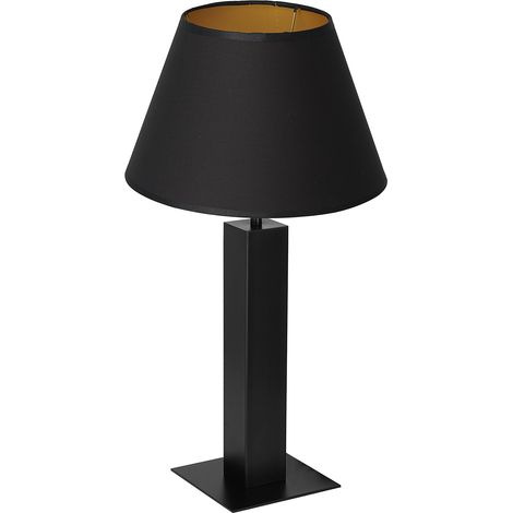 Lampe de table métal noir abat-jour conique or 56cm E27