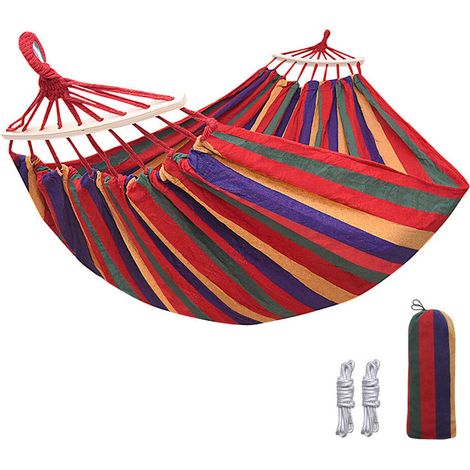 1 hamac suspendu, toile épaisse résistante UV, 200 x 150 cm, motif arc-en-ciel, pour camping, randonnée, jardin et plage (1/5)