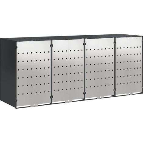 Rangement de poubelle à roulettes pour 3 poubelles Anthracite (1/5)
