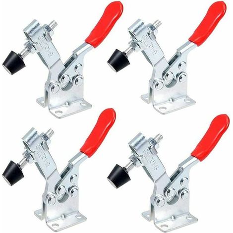 EASYCOMFORT Lot de 10 Pinces à Bascule Horizontales en Métal, Sauterelles de Serrage avec Barre de Dégagement Antidérapante, Capacité de Maintien 59 lbs, pour Établi et Atelier (1/4)