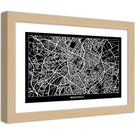 Quadro con cornice, Carta della città di Bruxelles - 90x60 (1/5)