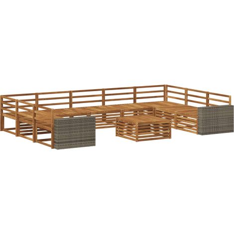 Outdoor Sofa Set 10 pcs Natural Solid Acacia Wood vidaXL (1/5)
