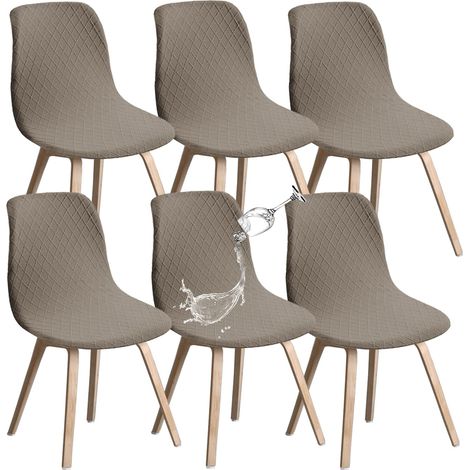 Lot de 6 Housse de Chaise Extensible,Housses de Chaise de Salle à Manger Amovible Lavables,Universel,Durable,Moderne pour Salle à Manger,Hôtel,Décor,Mariage(Taupe) (1/5)