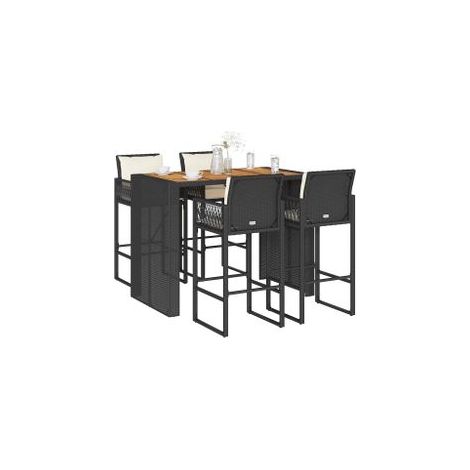 Ensemble de bar de jardin 5 pcs avec coussins noir poly rotin (1/5)