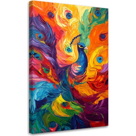 Tableau déco Paon coloré Abstraction moderne 60x90 (1/5)