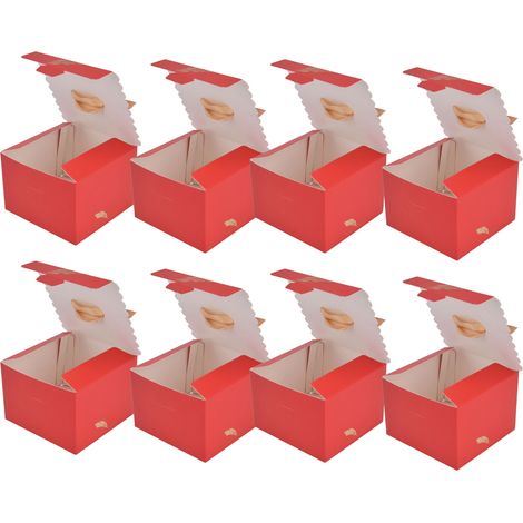 Boîte à bonbons carrée de 50 pièces avec ruban doré, boîte en carton innovante pour mariage, anniversaire, rouge et or, motif plume (1/5)