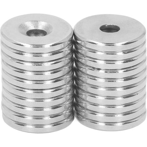 20 Stück Lochmagnete 20x3mm Neodym-Scheibenringmagnete M5 Seltenerd-Rundmagnete zur Befestigung (1/5)