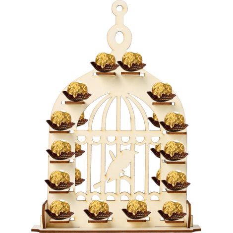 Présentoir à chocolats en forme de cage à oiseaux en bois, objet de décoration artisanale, présentoir à chocolats en bois pour les fêtes (1/5)