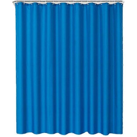 Rideau de douche imperméable en polyester bleu 80 x 180 cm, couleur unie, avec anneaux de suspension, idéal pour la salle de bain ou comme rideau de douche d'hôtel. (1/5)