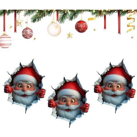 3er-Set Weihnachtsmann-Wandtattoos – Beeindruckender 3D-Effekt – Weihnachtsdekoration, Wohnaccessoires – 29 x 25 cm (1/5)