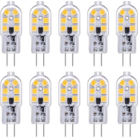 Ampoule LED G4 pour hotte aspirante 12 V 2 W Blanc froid 6000 K, 200 lm, équivalent halogène G4 bi-broches, 12 V AC/DC, lampe LED G4 pour camping-car/hotte de cuisine, non variable, lot de 10 [Classe (1/4)