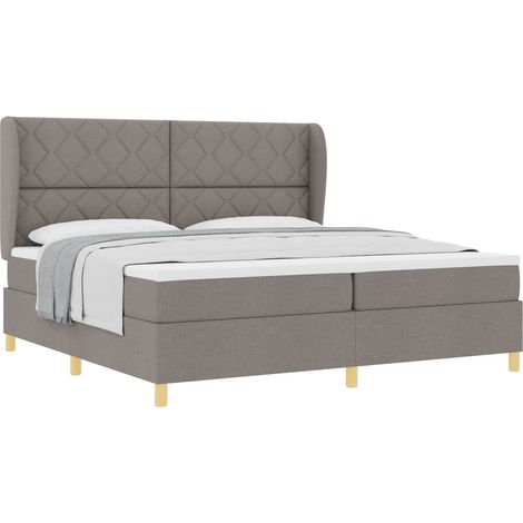 Maison Exclusive - Lit à ressorts avec tête de lit Taupe 200 x 200 cm tissu (1/5)