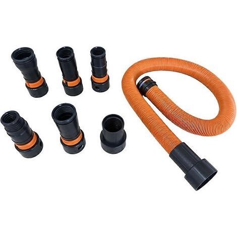 Kit de manguera de recolección de polvo de 3 metros para aspiradoras domésticas y de taller con 6 adaptadores para herramientas eléctricas de carpintería y lijadoras. (1/5)