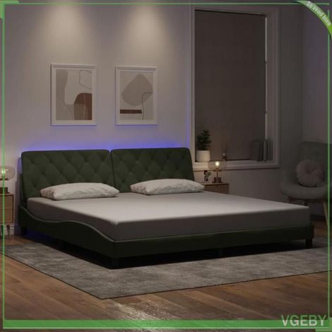 Cadre de lit - 3213873 - Velours gris clair - 200x200 cm - LED intégrée (1/5)