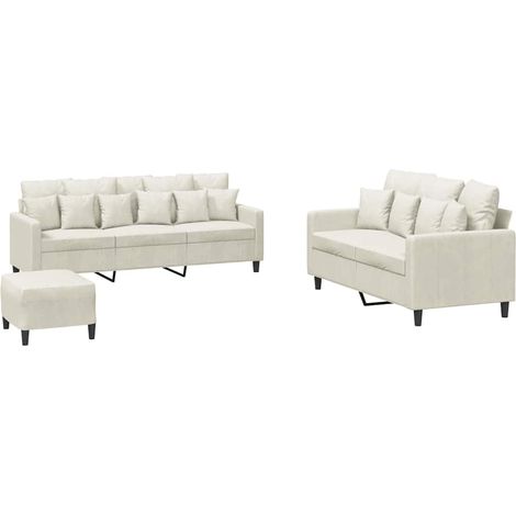 Maison Exclusive - Set di Divani 3 pz con Cuscini Crema in Velluto