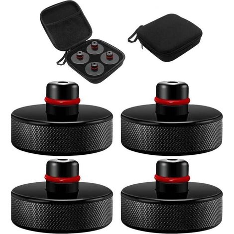 4 Pièces Jack Pad Bloc Compatible with Tesla Model 3/Y/S/X, Coussinet de Levage en Caoutchouc avec Mallette de Rangement, Tampon Cric, Patins de Levage pour Cric