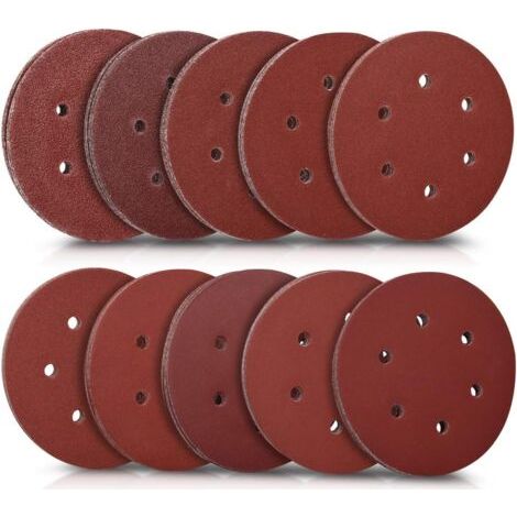 Pr 50x disque abrasif rond - Papier de verre ponceuse - Feuilles abrasives collantes crochet et scratch - Grain de 40 à 400 - Diamètre 150 mm (1/5)