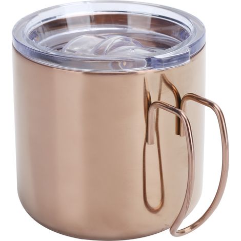 Mug rétro en acier inoxydable 304 à double paroi anti-brûlure avec couvercle, idéal pour les pique-niques et les barbecues. (1/5)