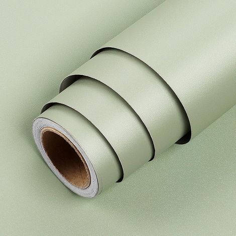 60cm x 400cm Papier Peint Uni Adhesif Mural Papier Peint Vert Clair Mat Imperméable Rouleau Vinyle Adhesif Sticker pour Meuble Vert Amovible pour Chambre Enfant Mur Porte Armoire Salon (1/5)