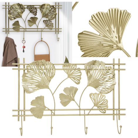 Décoration murale Ginkgo de luxe : porte-manteau d'entrée, porte-clés, rangement mural de cuisine, crochet mural en fer (1/5)