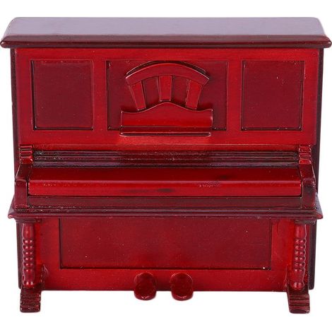 Piano miniature en bois pour maison de poupée à l'échelle 1:12, accessoire de décoration rouge (1/5)