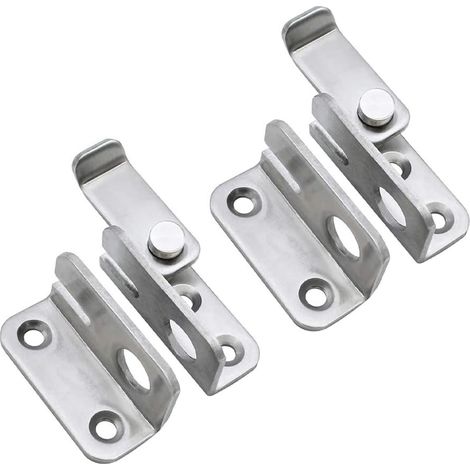 Deux petits verrous de sécurité coulissants en acier inoxydable, adaptés aux portes, fenêtres et armoires. (1/5)