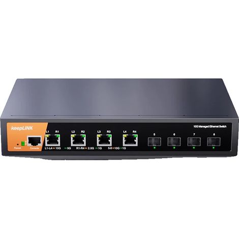 Switch gestito, 8 porte, prestazioni a 10 Gbps, 4x10GbE e 4x10GSFP (1/2)