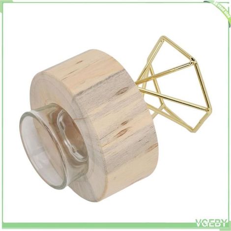 Bougeoir - FAFEICY - Chandelier cylindrique - Bois pin - Support métal torsadé - 9 x 7,5 cm (1/5)