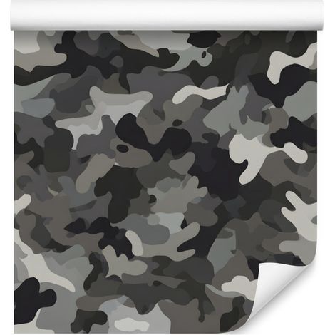 Militär-Tarntapete, Graphit, Grau und Hellgrau, 50 x 1000 cm (1/5)