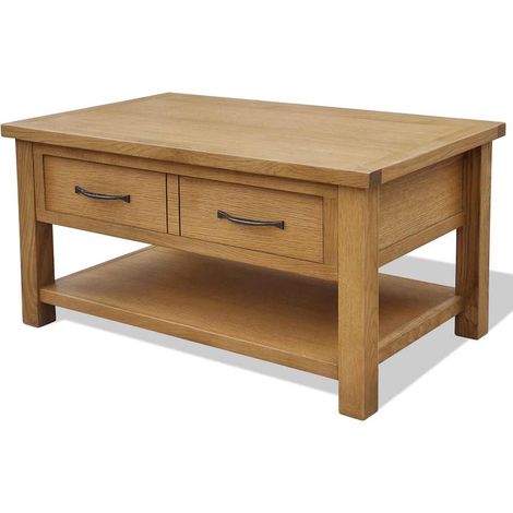 vidaXL Table basse 88x53x45 cm Bois de chêne massif (1/5)