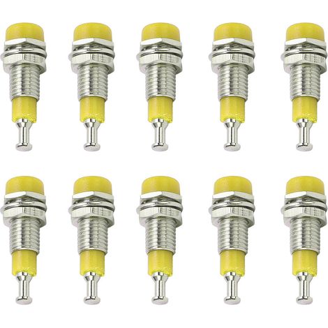 J.40006 Lot de 10 prises jack femelles bananes nickelées de 2 mm, montage sur panneau, bornes de raccordement jaunes (1/5)