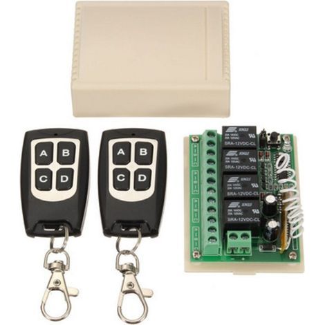 433-MHz-RF-Funkfernbedienung, 2-Kanal-AC-110V/220V/230V/240V-Relaisempfänger mit 2 Fernbedienungen (2 Tasten) (1/5)