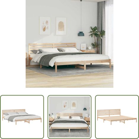Holzbett -  Bettrahmen mit Kopfteil Braun 180 x 220 cm Massives Kiefernholz (1/5)