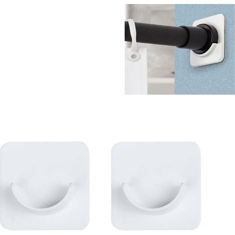 Lot de 2 supports adhésifs pour tringle de rideau de douche, support de tringle de placard en forme de U pour fixation murale sans perçage, tringle à rideau de douche non incluse (taille : 4 x 4 cm) (1/5)