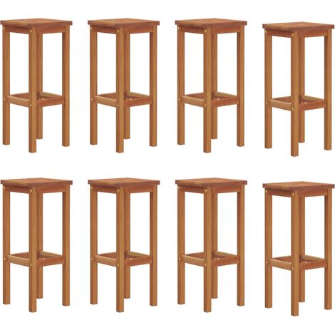Bar Stool  Set of 8  Natural wood color  Solid Acacia wood  Standard vidaXL