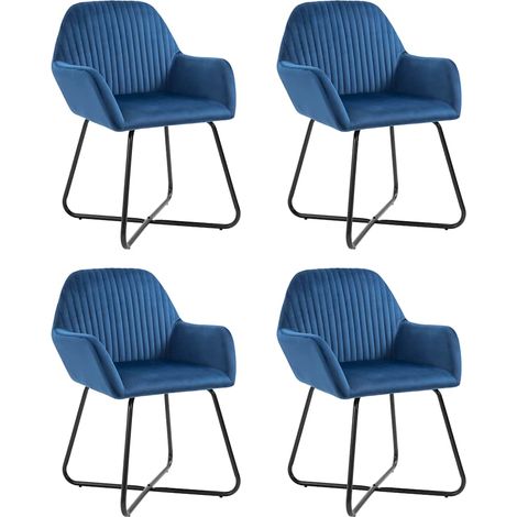 Lot de 4 Chaises de salle à manger - Chaises à dîner Bleu velours BV536100 - BonneVie (1/5)