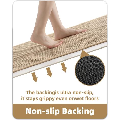 Tapis de bain JeiibrZui beige - 40 x 60 cm - Tapis de bain doux en microfibre avec texte arc-en-ciel - Tapis de douche antidérapant et absorbant pour la décoration intérieure (1/5)