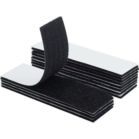 Packung mit 12 extra starken, doppelseitigen, wiederverwendbaren, rechteckigen, selbstklebenden Streifen, 3 x 10 cm (Schwarz) für Wände/Böden/Türen/Glas/Metall (1/5)