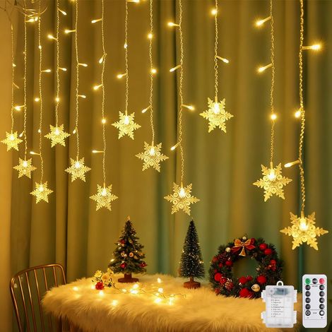 LED Rideau Lumineux Guirlande,4m 96LED Rideau Lumineux Flocons de Neige,Lampe de Noël pour fenêtre d'intérieur,Lumière Décoration,pour Fête Jardin Noël Mariage (1/5)
