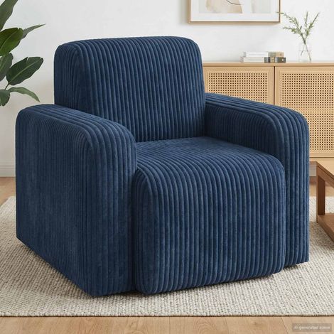 vidaXL Poltrona Blu navy corduroy (1/5)