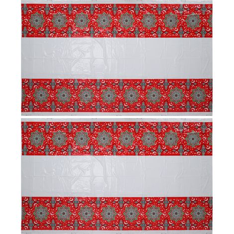 Nappe Jetable - Motif Étoile - Fond Rouge - Pour Ramadan - 180 x 109 cm - 2 Pièces (1/5)